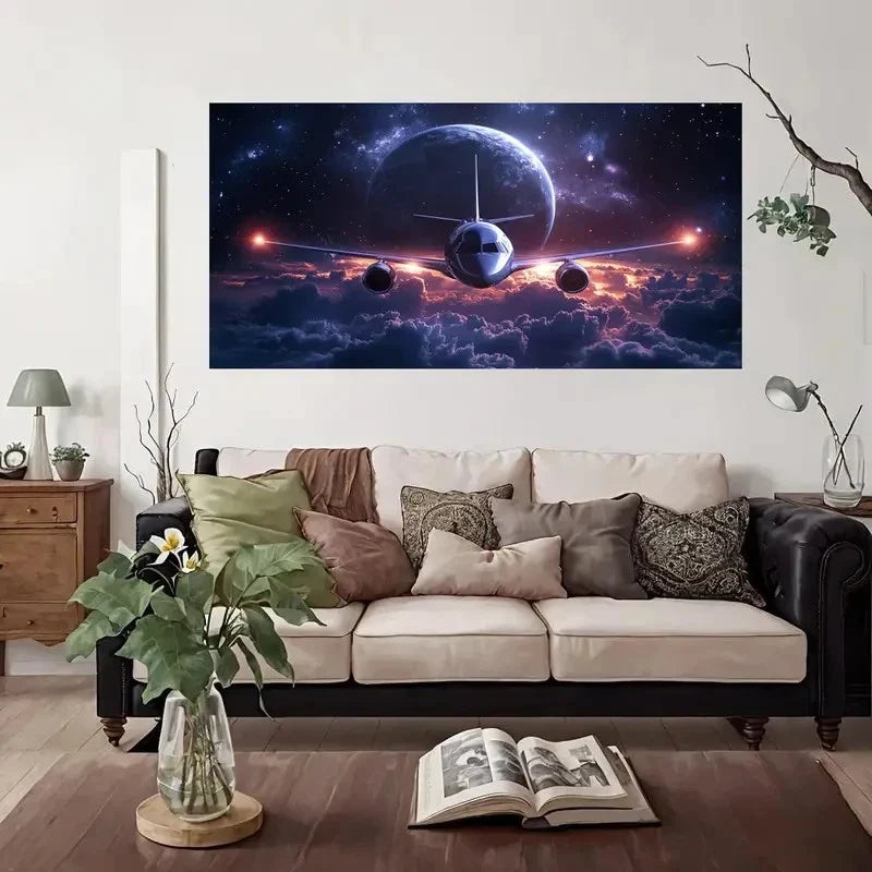 Space Flight Adventure Wall Art Canvas Office Home Room Framed 80x45cm