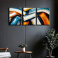 3pcs Abstract Painting Blocks Blue White Gold Metal Print Ready to Hang Art