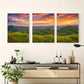 3pcs A Vibrant Sunset Over a Mountainous Metal Print Ready to Hang Art