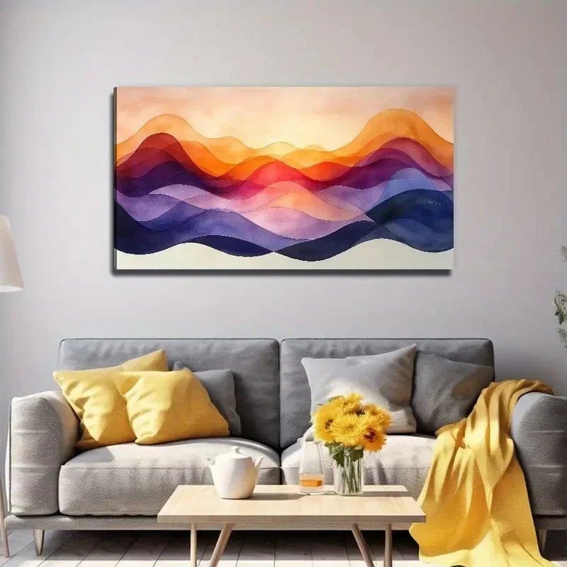 Colorful Curved Overlap Wall Art Canvas Office Home Room Framed 120x60cm