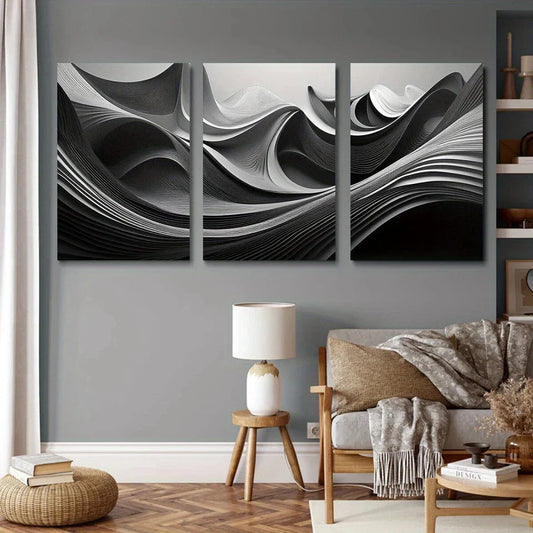 3pcs Beautiful Geometric Abstract Metal Print Ready to Hang Art