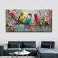 Blooming Flowers & Parrots Wall Art Canvas Office Home Room Framed 120x60cm
