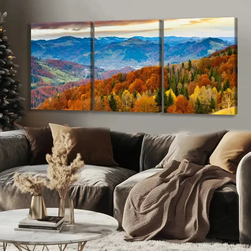 3pcs Fantasy Nature Valley Scene Colorful Trees Wall Art Set Canvas Framed 40x60cm - High Quality Print 100% Australian Made Wall Canvas Ready to Hang
