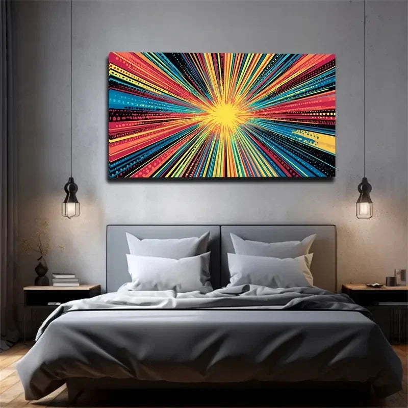 Colorful Line Abstract Lands Wall Art Canvas Office Home Room Framed 120x60cm