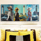 3pcs The girl by the old car Metal Print Ready to Hang Art
