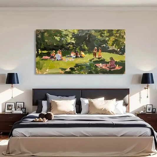 Impressionistic Forest Park Wall Art Canvas Office Home Room Framed 120x60cm