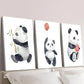 3pcs Panda with Bamboo Balloon & Dessert Wall Art Set Canvas Framed 40x60cm - High Quality Print 100% Australian Made Wall Canvas Ready to Hang