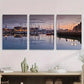 3pcs Tranquil Harbor Sunset Serene Marina Metal Print Ready to Hang Art