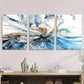 3pcs Blue and Beige Fluid Abstract Swirling Metal Print Ready to Hang Art