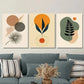 3pcs Modern Abstract Boho Style Orange Metal Print Ready to Hang Art