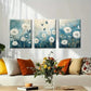 3pcs Blue and White Dandelion and Butterfly Wall Art Set Canvas Framed 40x60cm - High Quality Print 100% Australian Made Wall Canvas Ready to Hang
