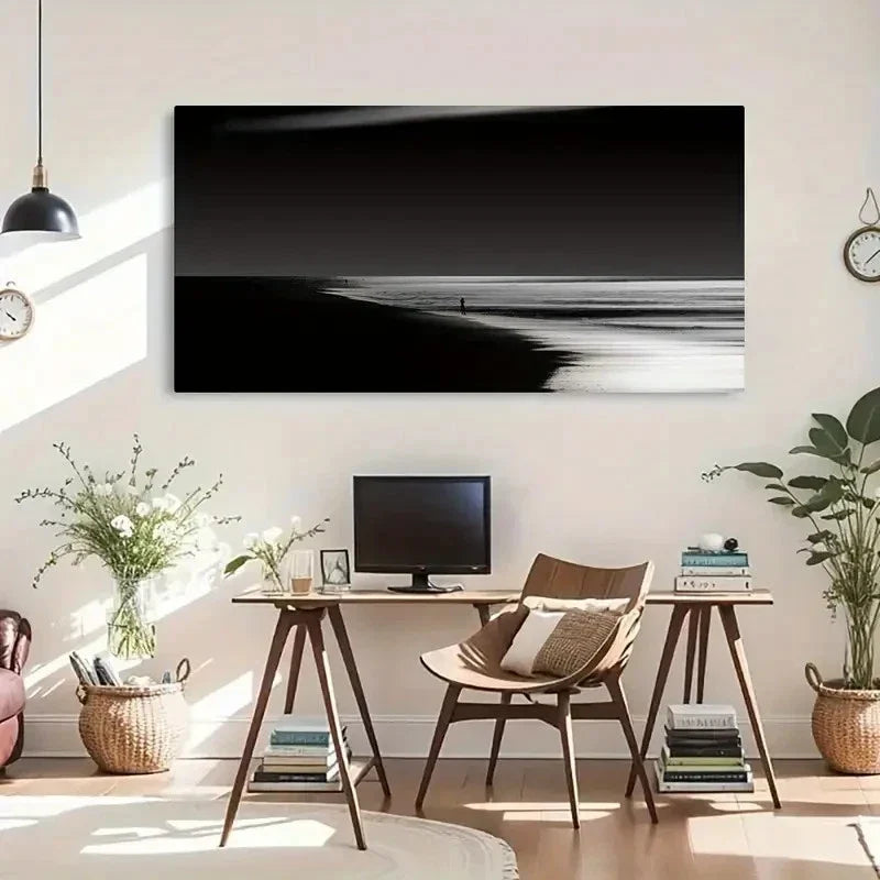 Waves Of Silence Decor Wall Art Canvas Office Home Room Framed 120x60cm