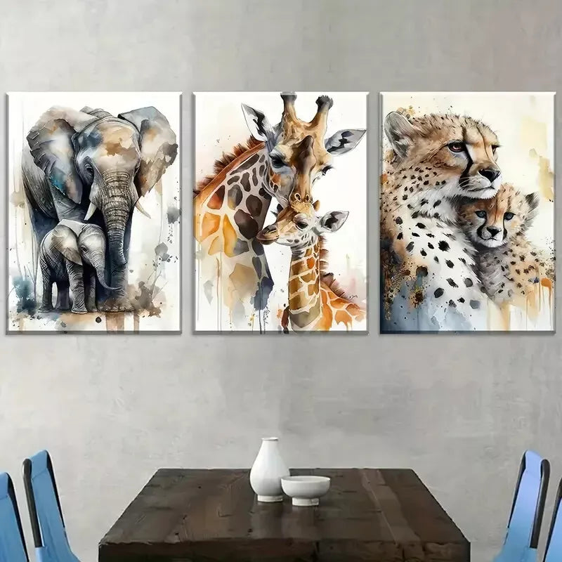 3pcs Modern Elegant Fashion Animal Abstract Wall Art Set Canvas Framed 40x60cm - High Quality Print 100% Australian Made Wall Canvas Ready to Hang