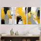 3pcs Abstract Golden and Black Abstract Art Gold Metal Print Ready to Hang Art