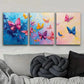 3pcs Lots of butterflies dancing Metal Print Ready to Hang Art