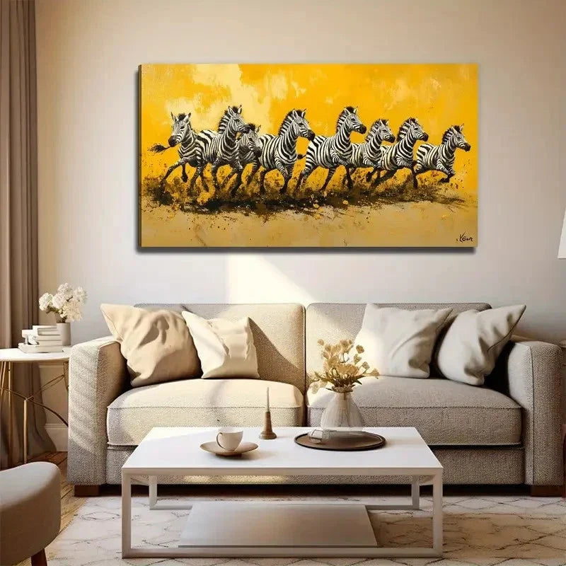 A Magical Group Of Zebra Wall Art Canvas Office Home Room Framed 120x60cm