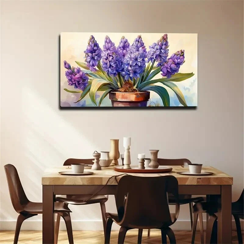 Vibrant Purple Hydrangea Flower Wall Art Canvas Office Home Room Framed 120x60cm