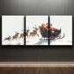3pcs Santa Claus & Reindeer Sleigh White Snow Wall Art Set Canvas Framed 40x60cm - High Quality Print 100% Australian Made Wall Canvas Ready to Hang