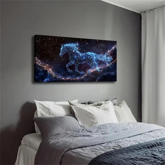 Composed Blue Light Spots Track Wall Art Canvas Office Home Room Framed 120x60cm