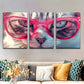 3pcs Animal Cat Wearing Pink Glasses Style Metal Print Ready to Hang Art
