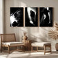 3pcs Western Black and White Cowboy Cowgirl Metal Print Ready to Hang Art
