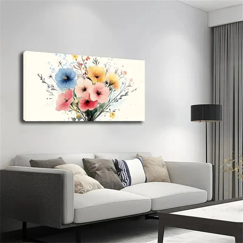 Flower Bouquet Vibrant Wall Art Canvas Office Home Room Framed 120x60cm