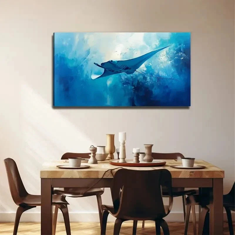 Large Devil Fish Decoration Wall Art Canvas Office Home Room Framed 120x60cm