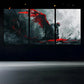 3pcs Triptych Abstract Red and Black Metal Print Ready to Hang Art