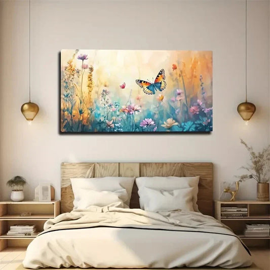 Colorful Butterfly Flying Among Wall Art Canvas Office Home Room Framed 120x60cm