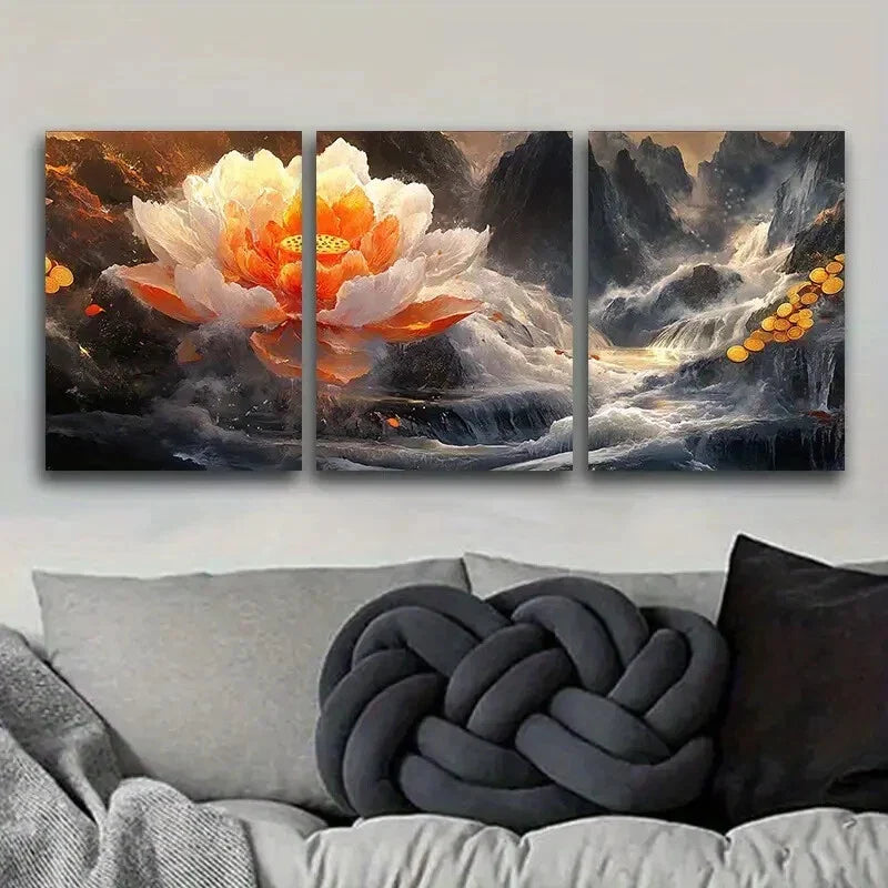 3pcs Giant peony Art Painting Metal Print Ready to Hang Art