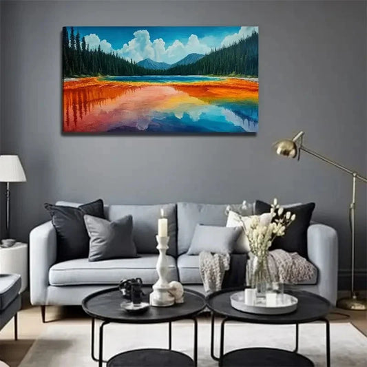 Color Pool Pine Tree Wall Art Canvas Office Home Room Framed 120x60cm