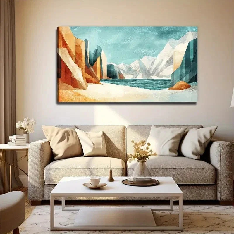Lake View Mountain & Water Wall Art Canvas Office Home Room Framed 120x60cm