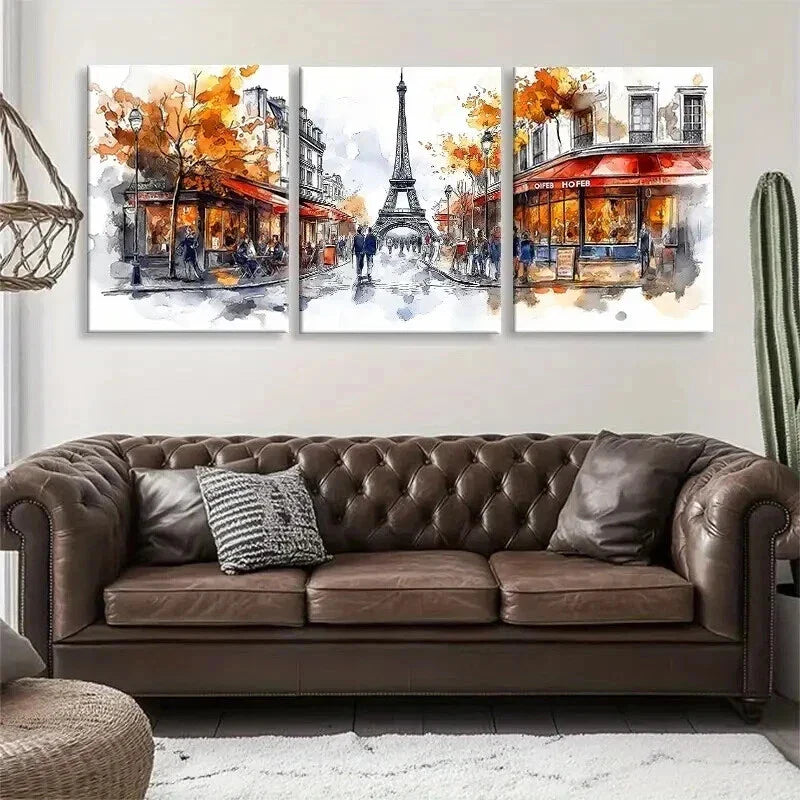 3pcs Eiffel Tower & Charming Parisian Perfect Wall Art Set Canvas Framed 40x60cm - High Quality Print 100% Australian Made Wall Canvas Ready to Hang