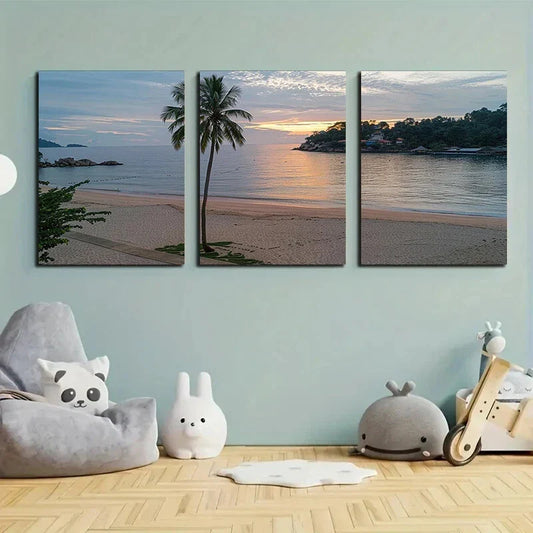 3pcs Beautiful Coconut Tree Style Metal Print Ready to Hang Art