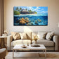 Island Thatched Hut And Coral Wall Art Canvas Office Home Room Framed 80x45cm