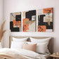 3pcs Orange Abstract Modern Black Line Flower Wall Art Set Canvas Framed 40x60cm - High Quality Print 100% Australian Made Wall Canvas Ready to Hang