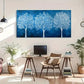 Blue Gradient Abstract Trees Wall Art Canvas Office Home Room Framed 120x60cm