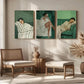 3pcs Emerald Green Abstract Minimalist Metal Print Ready to Hang Art