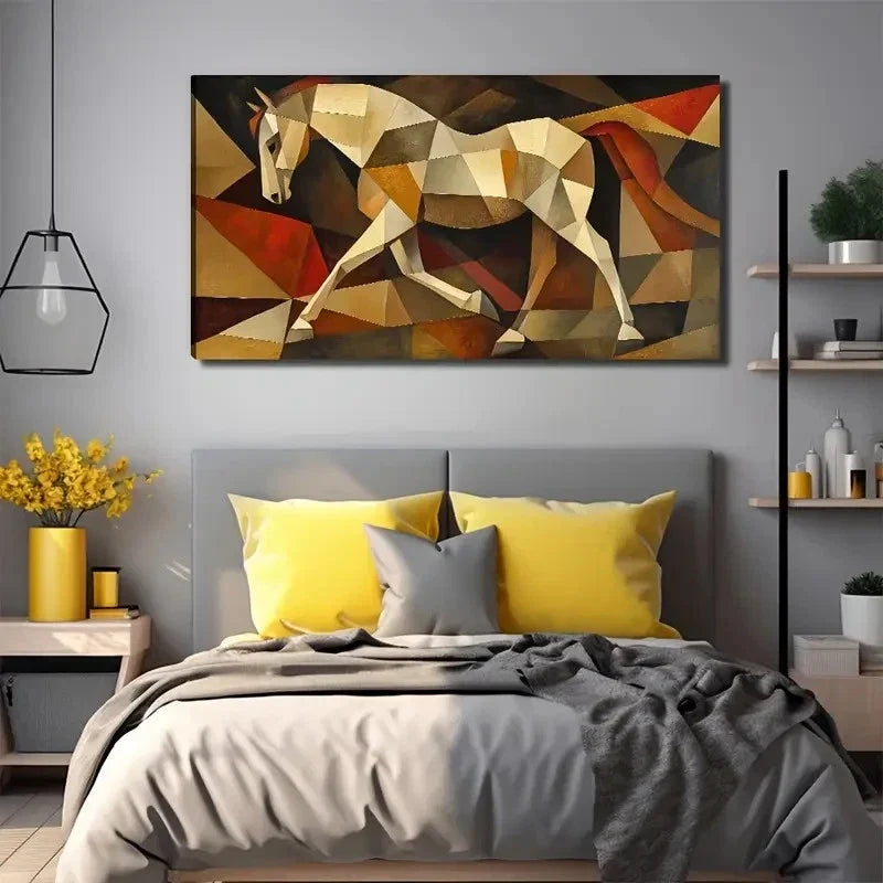 A Vigorous Horse Suitable Wall Art Canvas Office Home Room Framed 80x45cm