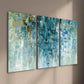 3pcs Abstract Geometric Golden and Cyan Texture Wall Art Set Canvas Framed 40x60cm - High Quality Print 100% Australian Made Wall Canvas Ready to Hang