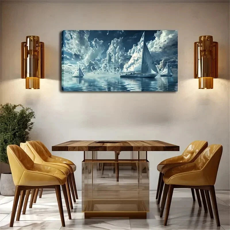 Tranquil Winter Seascape Décor Wall Art Canvas Office Home Room Framed 120x60cm