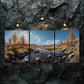 3pcs Autumn Mountains Rivers Nature Perfect Wall Art Set Canvas Framed 40x60cm - High Quality Print 100% Australian Made Wall Canvas Ready to Hang