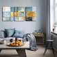 3pcs Painted Textured Panels in Blue & Golden  Wall Art Set Canvas Framed 40x60cm - High Quality Print 100% Australian Made Wall Canvas Ready to Hang
