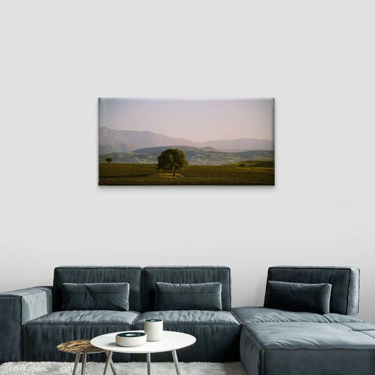 Minimalist Lone Tree Landscape Wall Art Canvas Office Home Framed 80x45cm