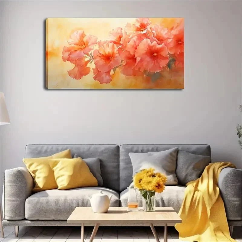 Elegant Pink Floral Design Wall Art Canvas Office Home Room Framed 120x60cm