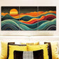 3pcs s Depicting a Sunset Over Mountains Wall Art Set Canvas Framed 40x60cm - High Quality Print 100% Australian Made Wall Canvas Ready to Hang