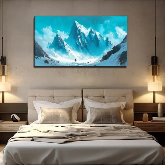Majestic Snowy Mountain Wall Art Canvas Office Home Room Framed 120x60cm