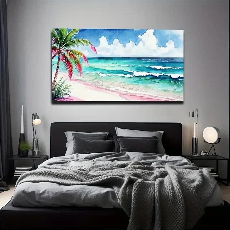 Leisurely Seaside Suitable Wall Art Canvas Office Home Room Framed 120x60cm