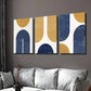 3pcs Golden Navy Blue Geometric Shapes & Lines Wall Art Set Canvas Framed 40x60cm - High Quality Print 100% Australian Made Wall Canvas Ready to Hang