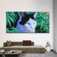 Black & White Cat Portrait Wall Art Canvas Office Home Room Framed 120x60cm